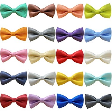 IVIA PET Bow Ties Premium Double Layer Bowtie 20 Colors Dog Collar Attachment Bow Ties Rubber Band for Medium Pet CollarsMedium