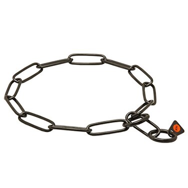 KATIX Herm Sprenger Black Stainless Steel Chain Collar for German Shepherd with Long Links 3 mm x 21 Inches