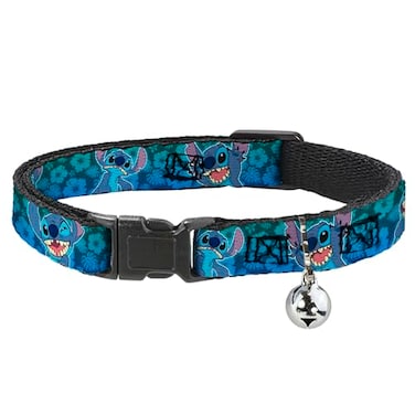 Buckle-Down BuckleDown Breakaway Cat Collar Stitch ExpressionsHibiscus Collage GreenBlue Fade 12 Wide Fits 812 Neck Medium