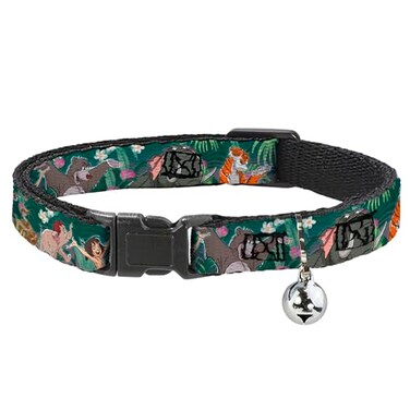 Buckle-Down BuckleDown Breakaway Cat Collar The Jungle Book 8Character Group Greens 12 Wide Fits 812 Neck Medium