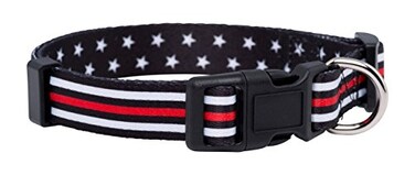 Native Pup Thin Red Line Dog Collar Stars Small