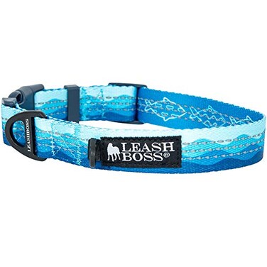 Leash Boss Patterned Reflective Dog Collar Pattern Collection Colorful Dog Collar with Triple Reflection Threads for Small Medium and Large Dogs Small 11516 Neck x 34 Wide Wave Pattern