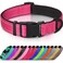 Joytale Reflective Dog CollarSoft Neoprene Padded Breathable Nylon Pet Collar Adjustable for Medium DogsHotpinkM