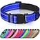 Joytale Reflective Dog Collar Soft Neoprene Padded Metal DRing Nylon Pet Collar Adjustable for Large Dogs Navy Blue L
