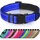 Joytale Reflective Dog Collar Soft Neoprene Padded Metal DRing Nylon Pet Collar Adjustable for Medium Dogs Navy Blue M