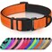 Joytale Reflective Dog Collar Soft Neoprene Padded Metal DRing Nylon Pet Collar Adjustable for Medium Dogs Orange M