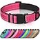 Joytale Reflective Dog Collar Soft Neoprene Padded Metal DRing Nylon Pet Collar Adjustable for Puppy and Small Dogs Hotpink XS