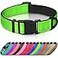 Joytale Reflective Dog Collar Soft Neoprene Padded Metal DRing Nylon Pet Collar Adjustable for Medium Dogs Green M