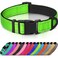 Joytale Reflective Dog Collar Soft Neoprene Padded Metal DRing Nylon Pet Collar Adjustable for Medium Dogs Green M