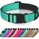 Joytale Reflective Dog Collar Soft Neoprene Padded Metal DRing Nylon Pet Collar Adjustable for Extra Large Dogs Teal XL
