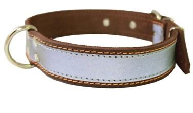 Dogs My Love Genuine Leather Reflective Dog Collar 25 Long 15 Wide Brown Fits 1722 Neck