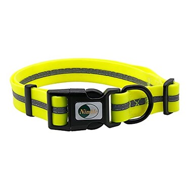 NIMBLE Dog Collar Waterproof Pet Collars AntiOdor Durable Adjustable PVC Polyester Soft with Reflective Cloth Stripe Basic Dog Collars SML Sizes Large 1535248inches Fluorescent Yellow