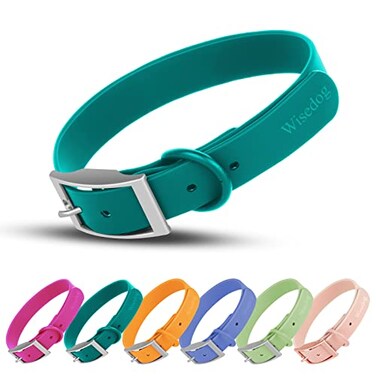 Wisedog Waterproof Dog Collar Multiple Adjust 7 to 236 Soft Rubber Coated Webbing and Easy to Clean for Small Medium Large Dogs M1216 45 in Emerald Green
