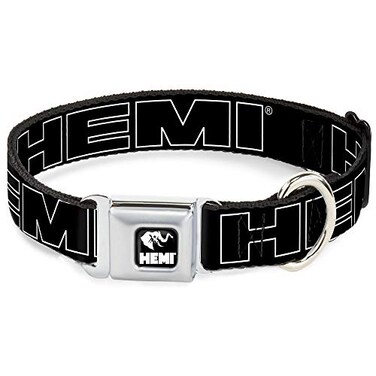 Buckle-Down BuckleDown Seatbelt Buckle Dog Collar HEMI Bold Outline BlackWhite 15 Wide Fits 1832 Neck Large