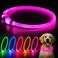 Flashseen LED Dog Collar USB Rechargeable Glowing Lighted Up Collar Cuttable WaterResistant TPU Safety Collar Lights for Small Medium Large Dogs