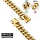 Yowity Strong Stainless Steel Gold Cuban Link Dog Collar 14MM Gold Chain for Small Medium Dogs 16 Necklace
