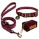 Wisedog Waterproof Dog Collar and Leash Set Adjustable Puppy Collar with Cute Tag 4FT Dog Leash with Poop Bag for Small Medium Large Dogs S Burgundy