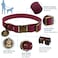 Wisedog Waterproof Dog Collar and Leash Set Adjustable Puppy Collar with Cute Tag 4FT Dog Leash with Poop Bag for Small Medium Large Dogs S Burgundy