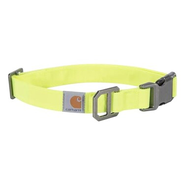Carhartt Nylon Duck Dog Collar Fully Adjustable Durable 2Ply Cordura Nylon Canvas Collars for Dogs Brite Lime Large