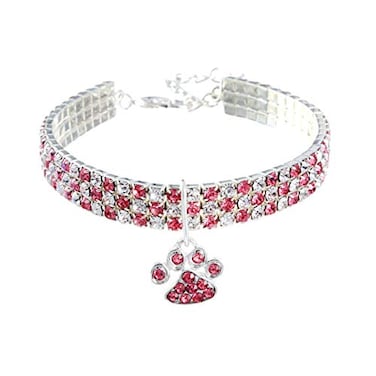 RayMinsino Pet Collar with Diamonds Adjustable Crystal Diamond Elastic Heart Claw Pendant Wedding cat and Dog Small pet Necklace Jewelry