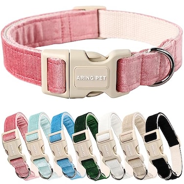 ARING PET Pink Dog CollarCute Dog Collar for Small Dogs Lightweight Cotton Wedding Pet Collars with Quick Release Buckle for Small Medium Large Dog