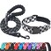 Ladoogo Reflective Dog Collar Padded with Soft Neoprene Breathable Adjustable Nylon Dog Collars for Small Medium Large Dogs Large Pack of 1 Black Plaid CollarLeash