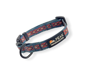 Peak Performance Pets Overlook Waterproof Dog Collar Large Navy BlueOrange Tribal Durable Comfortable Easy Clean Odor Proof Dirt Proof