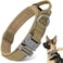 Antswish Tactical Dog Collar Military Dog Collar Adjustable Heavy Duty Metal Buckle Nylon Collar with Control Handle for Small Medium Large Dogs Brown L