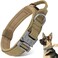 Antswish Tactical Dog Collar Military Dog Collar Adjustable Heavy Duty Metal Buckle Nylon Collar with Control Handle for Small Medium Large Dogs Brown L