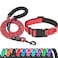 Ladoogo Reflective Dog Collar Padded with Soft Neoprene Breathable Adjustable Nylon Dog Collars for Small Medium Large Dogs XSmall Pack of 1 Red CollarLeash