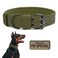 Periflowin Tactical Dog Collar Military Adjustable Dog Collars Soft Nylon Training Collar with Patch Heavy Duty Metal Buckle Collars for Medium Large Dogs Green L