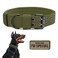 Periflowin Tactical Dog Collar Military Adjustable Dog Collars Soft Nylon Training Collar with Patch Heavy Duty Metal Buckle Collars for Medium Large Dogs Green L