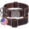 ADITYNA Leather Dog Collar with Metal Buckle HeavyDuty Adjustable for Large Extra Large Dogs Walking Training Brown Fits 1930 Necks