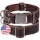 ADITYNA Leather Dog Collar with Metal Buckle HeavyDuty Adjustable for Large Extra Large Dogs Walking Training Brown Fits 1930 Necks
