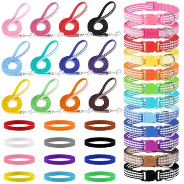 GGSTDDUP 36 Pcs Puppy Collar and Leash Set Adjustable New Born Dog Collars and Leash Set Soft Nylon Whelping Puppy Collars for Litter Medium Small Dogs Walking Training