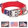 ADITYNA Heavy Duty Dog Collar for Large Dogs Camo Red Blue Collar with Handle for Training and Walking Wide Thick Tactical Soft Neoprene Padded