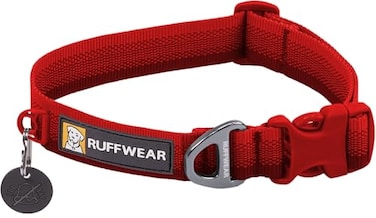 Ruffwear Front Range Dog Collar Adjustable Tubelok Webbing Lightweight Side Release Buckle Aluminum VRing Durable for Everyday Use Red Canyon 1114