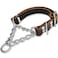 HONGSAGE Leather Martingale Dog Collar Soft Genuine Cowhide Handmade Assembled Stainless Steel Chain Martingale Collar Adjustable for Medium Large Dogs Pets L Neck 2025Martingale