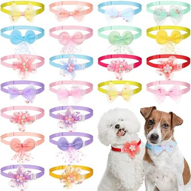 Saintrygo 22 Pack Dog Bow Tie Collar Adjustable Bowtie Flower Neck Tie for Medium Small Dog Cat PuppyStylish