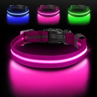 Jewyow Light up Dog Collar for Night Walking USBC Rechargeable LED Dog Collar Light Glow in the Dark Waterproof Glowing Collar Adjustable with 3 Modes for Small Medium Large Dogs
