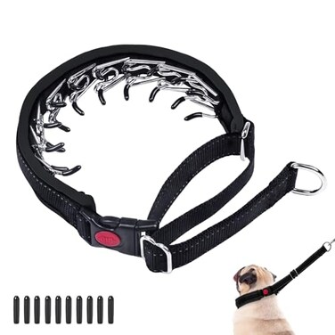 Monstoyo Heavy Duty Nylon No Pull Dog Collar with Buckle Adjustable Anti Pull Reflective Slip Collar for Large Medium Small Dogs M Black