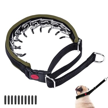 Monstoyo Martingale Collar for Dogs Heavy Duty Nylon No Pull Adjustable Reflective Slip Collar for Large Medium or Small Dogs Training Walking Army Green