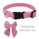 THAIN Velvet Dog Collar with Style Bow Tie Quick Release Plastic Buckle Adjustable Dog Collars for Small Medium Large Dogs PetsS Velvet Pink