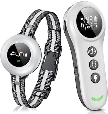 Colofrog 2in1 Dog Shock Collar Dog Bark Collar Smart Anti Barking Dog Training Collar with 5 Adjustable Sensitivity 3300FT Remote for All Breeds IP67 Waterproof Rechargeable ECollar White