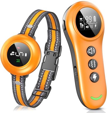 Colofrog 2in1 Dog Shock Collar Dog Bark Collar Smart Anti Barking Dog Training Collar with 5 Adjustable Sensitivity 3300FT Remote for All Breeds IP67 Waterproof Rechargeable ECollar Orange