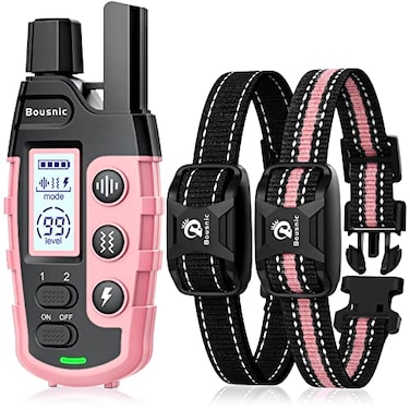 Bousnic Dog Shock Collar 2 Dogs 5120Lbs 3300 ft Waterproof Training Collar for Dogs Large Medium Small with Rechargeable Remote Beep 18 Vibration 116 and Humane Shock 199 Modes