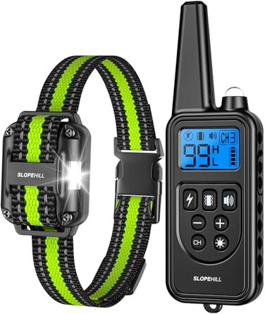SLOPEHILL Dog Training Collar with Remote 4200FT Electric Shock CollarWaterproof ECollar with Beep Vibration Shock Flash Light and No Shock Mode Fit for 8140lbs Small Medium Large Dogs Green
