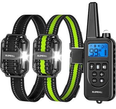SLOPEHILL Dog Training Collar with Remote 4200FT Electric Shock Collar with BeepVibration ShockFlash Light and No Shock Mode Waterproof ECollar for 8140lbs Small Medium Large DogsBlack Green