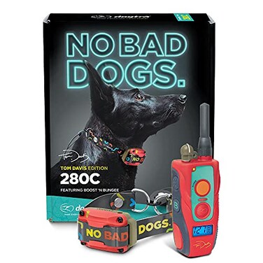 Dogtra ECollar Tom Davis 280C Boost Lock Waterproof 12Mile Range Dog Training Collar with Remote Rechargeable 127 Levels Vibration Bungee No Bad Dogs Trainer for Small Medium Large Dogs