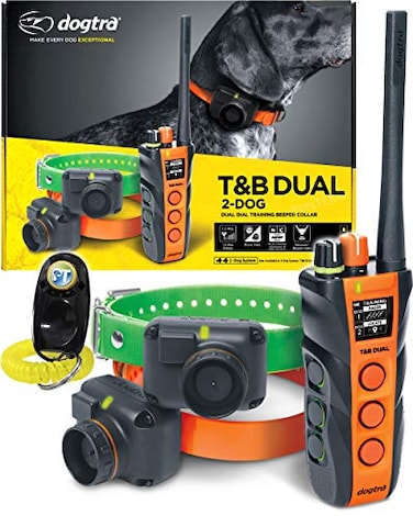 Dogtra TB Dual Dial 2Dogs Remote Training and Beeper Collar 15MileLong Range Sports Upland Hunting Fully Waterproof Rechargeable Static Locate Includes PetsTEK Trainer Clicker